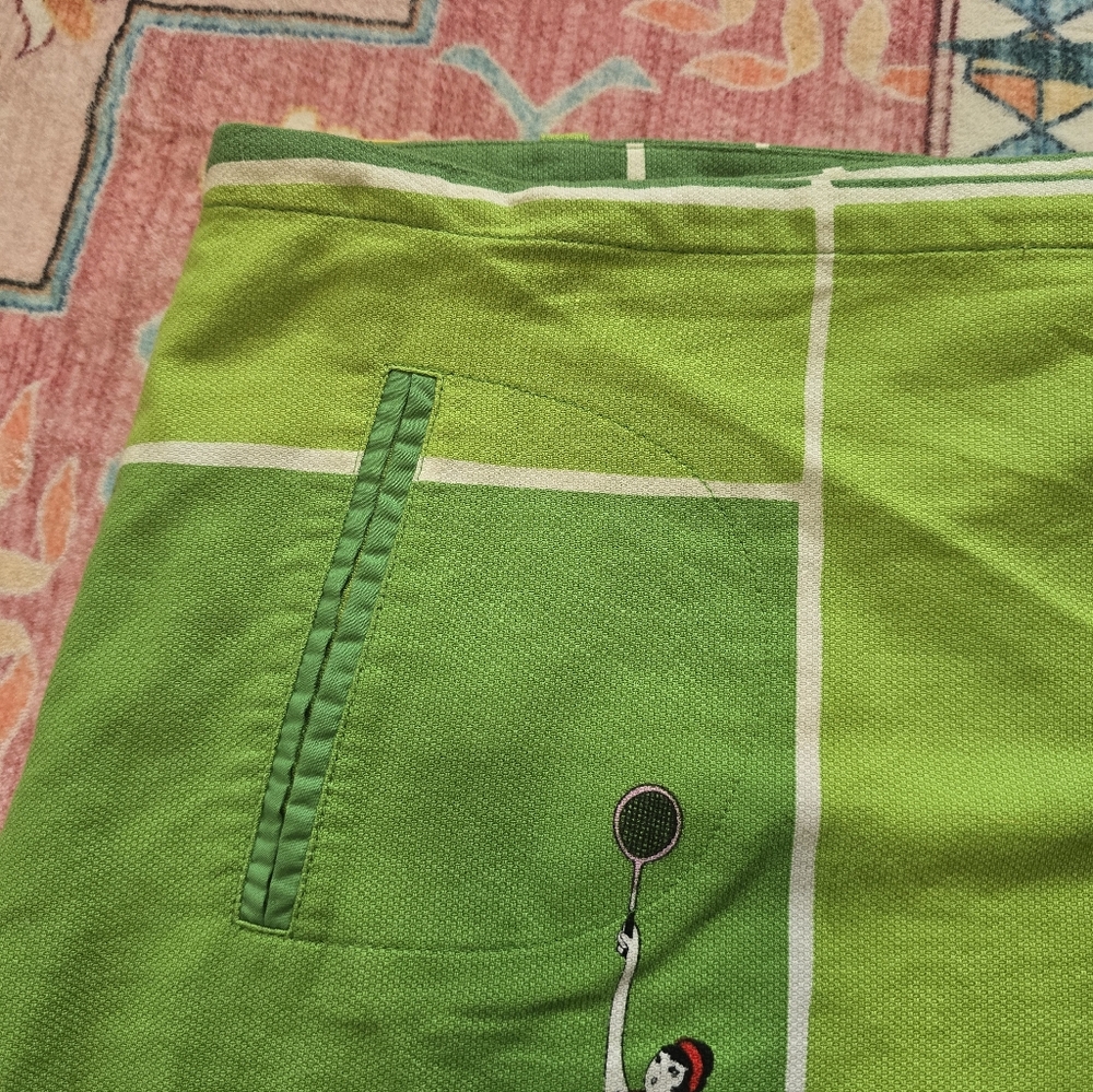 Sitwell Green Tennis Court Print Wrap Skirt Size 6 - Picture 3 of 5